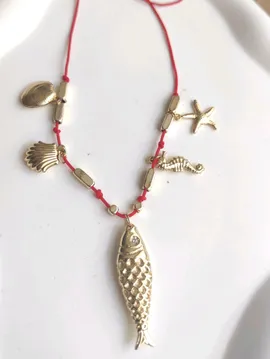 Şanslı Yaz Esintisi Tasarım Kolye  Kırmızı