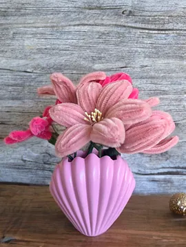 Solmayan Çiçekler&mini Vazo Düz Pastel Pembe