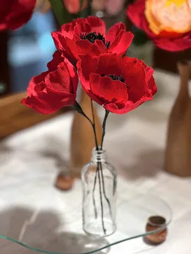 Cam Şişede Gelincikler  Kırmızı
