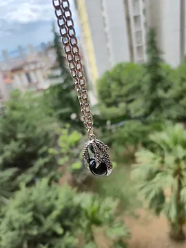 Onyx Çelik Zincir Doğal Taş Kolye 