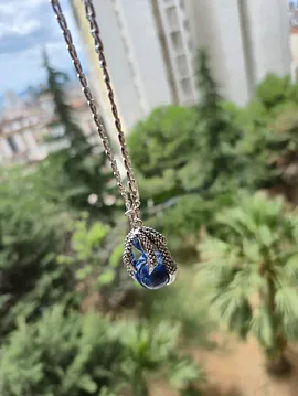Lapis Lazuli Çelik Zincirli Doğal Taş Kolye