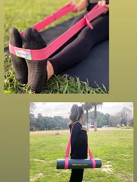 Yoga Kayışı Ve Ayarlanabilir Mat Taşıma Askısı  Organik Koton  Pembe