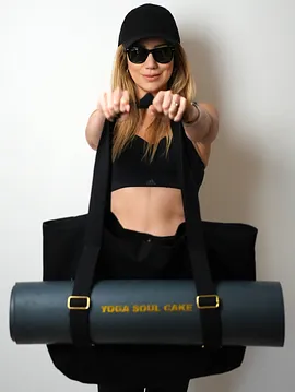 Kanvas Tote Yoga Ve Pilates Matı Çantası Siyah  Siyah