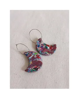 Polimer Kil Colorful Moon Küpe Çok Renkli