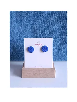 Polimer Kil Minimal Denim Blue Küpe  Deniz Mavisi