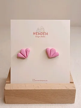 Polimer Kil Tekli Deniz Kabuğu Küpe  Pastel Pembe