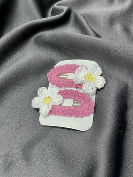  2'li Örgü Papatya Toka Pembe