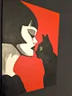 tablo-kanvas-kedi-ve-kadin-kirmizi