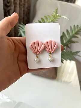 Pembe İstiridye İncili Küpe Pembe
