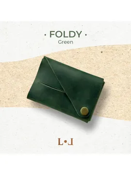 Foldy - El Yapımı Katlanabilir Tasarım Hakiki Deri Kartlık Yeşil