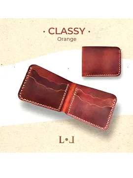 Classy - El Yapımı Hakiki Deri Klasik Cüzdan Turuncu