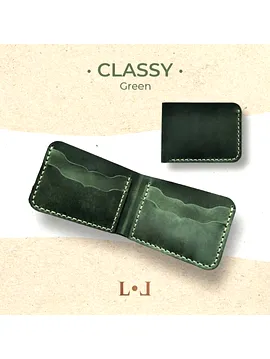 Classy - El Yapımı Hakiki Deri Klasik Cüzdan Yeşil