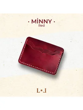 Minny - El Yapımı Hakiki Deri Minimalist Klasik Kartlık Kırmızı