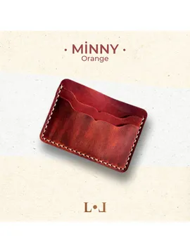 Minny - El Yapımı Hakiki Deri Minimalist Klasik Kartlık Turuncu