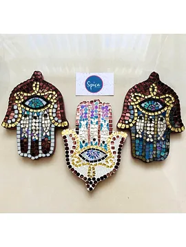 Hamsa Fatma Ananın Eli Cam Mozaik  Gül Rengi