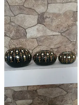 Dot Mandala Üçlü Mumluk 