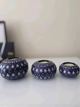 Dot Mandala Üçlü Mumluk Seti