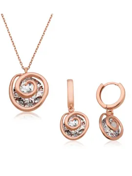 925 Ayar Gümüş Aşk Döngüsü Set Pembe