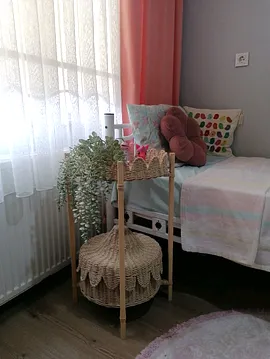Çiçek Model Hasır Sehpa Bej