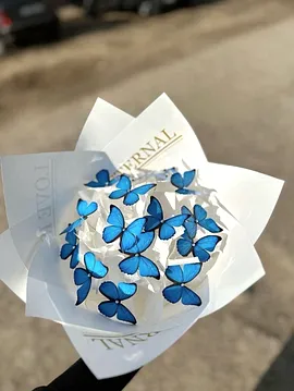 Işıklı Kelebek Buketi  Mavi