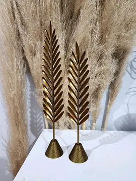2li Takım Dekor Yaprak Bronz2 Çok Renkli
