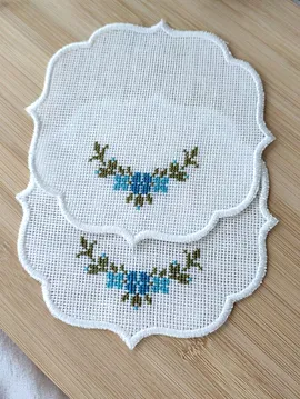 Çiçekli Sunum Peçetesi Mavi