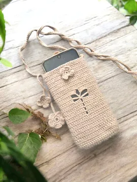 El Örgüsü Telefon Çantası  Taba