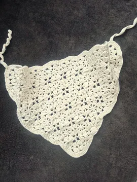 Örgü Bandana   Krem Rengi