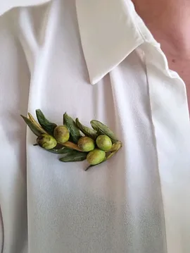 Zeytin Dalı Broş Açık Yeşil
