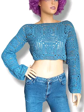 Koton Crop Bluz Mavi
