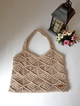 Oysho Model Bej Makrome Çanta  Bej