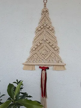 Makrome Yılbaşı Ağacı Krem Rengi