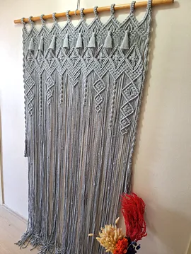 Makrome Kapı Perdesi Gri