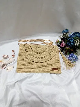 Hasır Clutch Çanta Bej