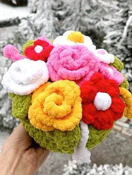 Peluş Çiçek Aranjman Çok Renkli