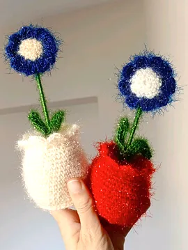 Saksıda Papatya Çiçeği Set Mavi