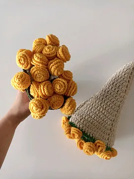 Gül Buket Battaniye Çeşitleri - El Yapımı Buket Battaniye  Sarı