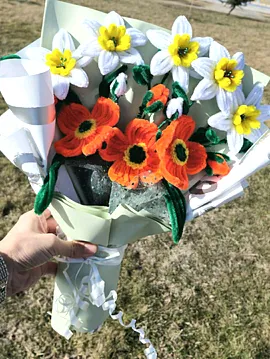 Şönil Nergis Turuncu Gelincik  Beyaz