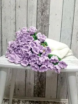 Buket Şal Kırmızı Güllü  Lila