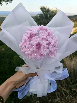 Şönil Pembe Ortanca Buketi Pembe