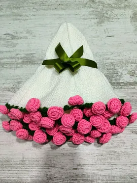 Pembe Gül Buket Şal 80 Cm  Pembe