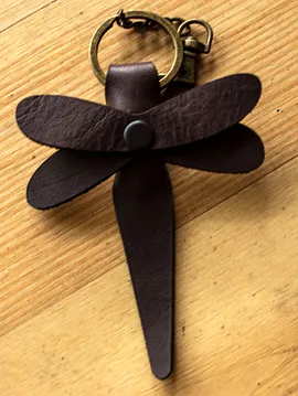 Tilla Deri Dragonfly Yusufcuk Anahtarlık Kahverengi