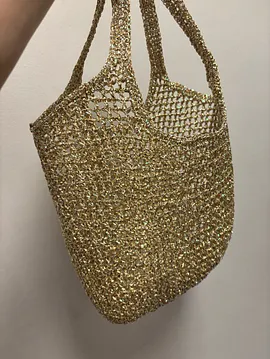 Metalik İp Çanta Altın Rengi