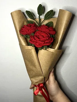 Kırmızı 3lü Gül Buketi Kırmızı