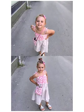 Kız Cocuk Motifli Elbise Pembe