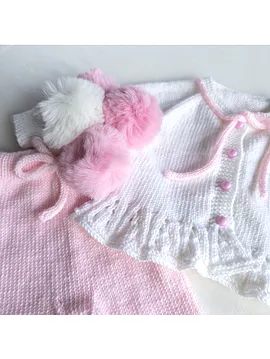 Pamuk Şeker Bebek Hırka - Pantolon Takımı Pembe