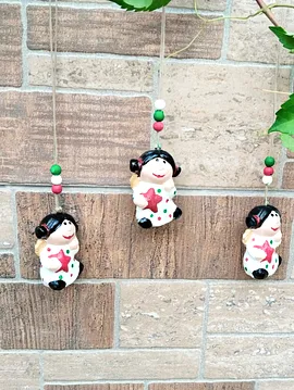 3 Lü Melek Şeklinde Ağaç Süsü Yılbaşı Süsü  