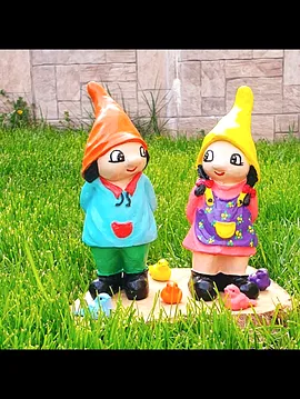 2 Li Bahçe Cücesi Turuncu Sarı Şapkalı