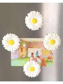 Kalp Nergiz Çiçeği Papatya Renkli Kaktüs  Magnet Sarı