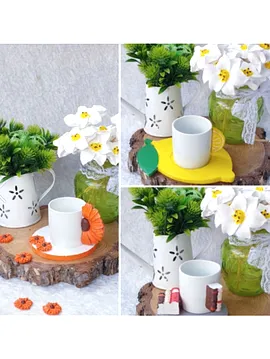 Limon, Papatya Veya Kitaplı Türk Kahvesi Fincan Ve Tabağı Turuncu